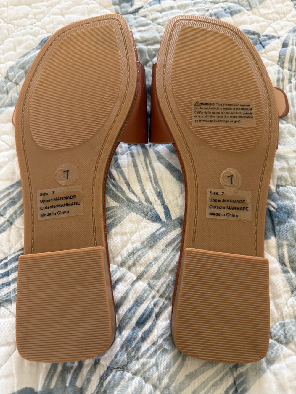New York & Company Cognac Brown Buckle Square Toe Slide Sandals Size 7 - Picture 6 of 7